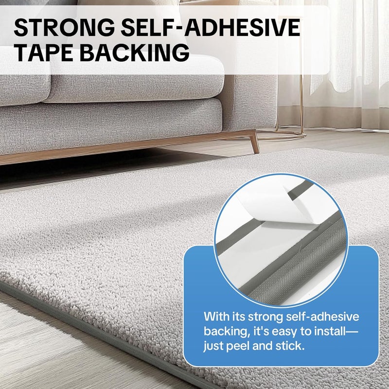 HOMBYS 54 ft Roll Professional Carpet Edge Binding Tape - Heavy Duty Rug Binding Kit for DIY Finishing, Grey - Image 4